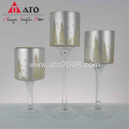 Gold silver Crystal Glass Candle Holder Party Decoration